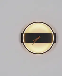 Nástenné svietidlá Globo LED svetlo Sussy s hodinami, čierna, šírka 32 cm