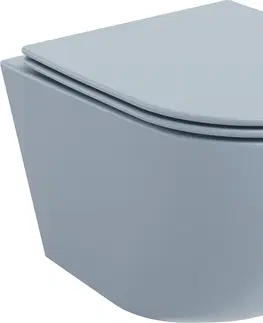 Záchody MEXEN - Lena Závesná WC misa Rimless vrátane sedátka s slow, Duroplast, šedomodrá mat 30224069