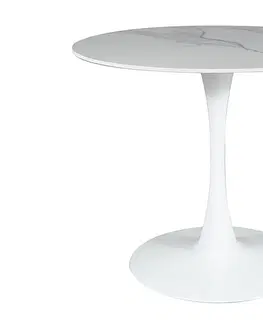 Jedálenské stoly PEREN jedálenský stôl 90, biela / zlatá
