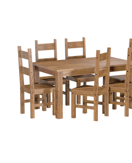 Jedálenské sety Jedálenský stôl 152x92 + 6 stoličiek EL DORADO dub antik