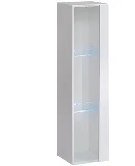 Vitríny v podkrovnom štýle Závesná skrinka Switch WW2 Biely +LED