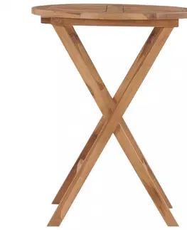 Záhradné stoly Skladací záhradný stolík 60 cm teakové drevo Dekorhome