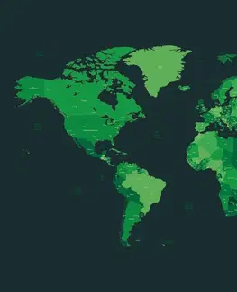 Samolepiace tapety Samolepiaca tapeta detailná mapa sveta v zelenej farbe
