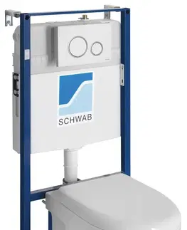 Záchody SAPHO - Závesné WC ABSOLUTE Rimless s podomietkovou nádržkou a tlačidlom Schwab, biela 10AB02002-SET5
