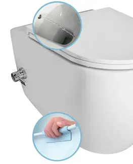 Záchody ISVEA - INFINITY CLEANWASH závesná WC misa Rimless, integrovaná batéria a bidetová spŕška 36,5x53cm, biela 10NFS1005I