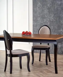 Jedálenské stoly HALMAR Windsor rustikálny rozkladací jedálenský stôl dub tmavý / čierna