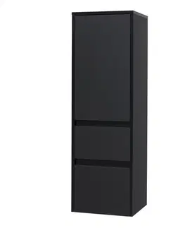 Kúpeľňový nábytok MEREO - Opto kúpeľňová skrinka vysoká 125 cm, ľavé otváranie, čierna CN944L