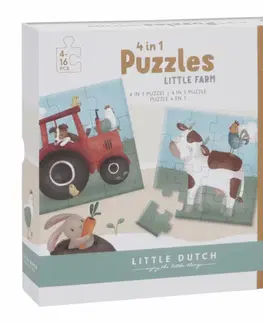 Hračky puzzle LITTLE DUTCH - Puzzle 4v1 Farma