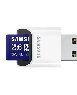 Pamäťové karty Samsung PRO Plus Micro SDXC 256 GB, USB adaptér