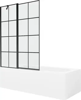 Sprchové dvere MEXEN/S - Vega obdĺžniková vaňa 160 x 70 cm s panelom + vaňová zástena 120 cm, čierna vzor 550116070X9412117077