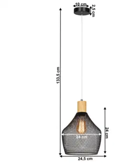 Lampy Visiaca lampa, čierna/prírodná, KOLEN