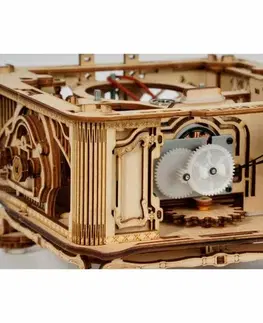Drevené hračky RoboTime 3D drevené mechanické puzzle Gramofón (ručný pohon)
