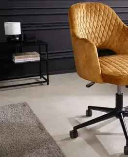 Kancelárske stoličky LuxD Dizajnová kancelárska stolička Laney horčicový zamat