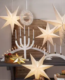 Vianočné svetelné hviezdy STAR TRADING Bodkovaná papierová hviezda so vzorom dierok, biela Ø 54 cm