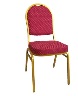 Stoličky Stolička, stohovateľná, látka červená/zlatý náter, JEFF 3 NEW