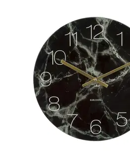 Hodiny Nástenné hodiny KA5618BK, Karlsson Marble medium black, 40cm