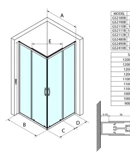 Sprchové dvere GELCO - SIGMA SIMPLY BLACK obdĺžniková sprchová zástena 1100x800 L/P varianta, rohový vstup GS2111B-04