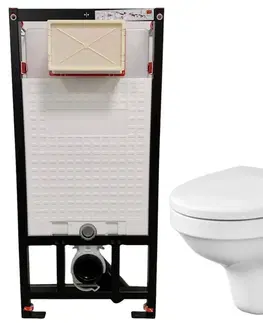 Záchody DEANTE Podstavný rám, pre závesné WC misy bez tlačidla + WC CERSANIT DELFI + SOFT SEDADLO CST_WC01 X DE2