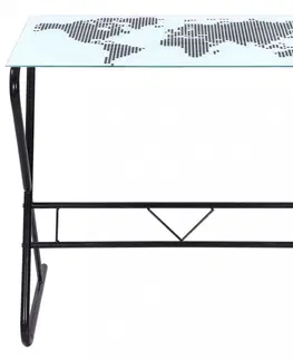 Pracovné stoly Sklenený písací stôl mapa sveta Dekorhome