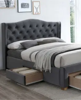 Manželské postele ASPENA II VELVET manželská posteľ 160x200cm, šedá