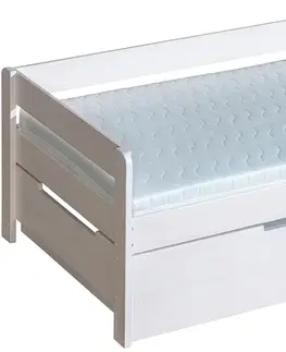 Postele Biela posteľ z masivu BOBÍK s úložným priestorom, 200x90