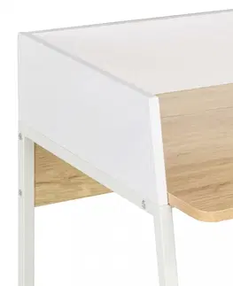 Pracovné stoly Písací stôl DTD / kov Dekorhome Biela / dub
