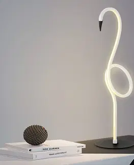 Stolové lampy Elstead Stolná LED lampa Flamingo, biela, kov, výška 50 cm