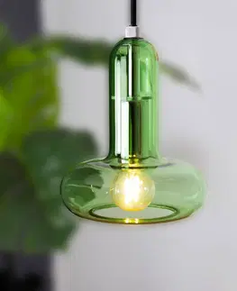 Závesné svietidlá Eco-Light Závesné svetlo Perseus, zelené, Ø 15 cm, sklo, stmievateľné