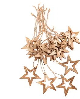 Vianočné dekorácie Sada vianočných drevených ozdôb Hviezda natur, 18 ks
