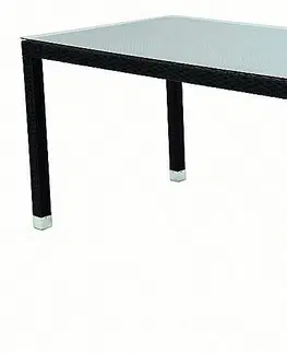 Stolčeky DEOKORK Záhradný ratanový stôl NAPOLI 160x80 cm (čierna)