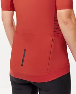 dresy Dámsky letný cyklistický dres Endurance s krátkym rukávom tehlovočervený