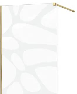 Sprchové dvere MEXEN/S - KIOTO Sprchová zástena WALK-IN 70x200 cm 8 mm, zlatá, biely vzor 800-070-101-50-97
