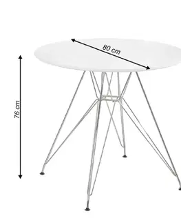 Jedálenské stoly Jedálenský stôl, chróm/MDF, biela extra vysoký lesk HG, priemer 80 cm, RONDY NEW