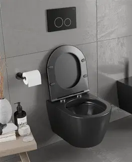 Záchody MEXEN - Carmen Závesná WC misa bez sedátka, čierna matná 3388XX85