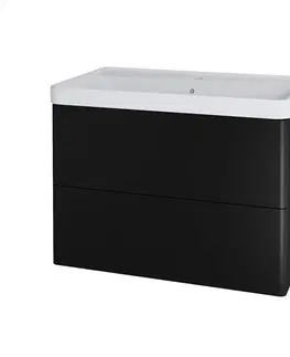 Kúpeľňový nábytok MEREO - Siena, kúpeľňová skrinka s keramickým umývadlom 81 cm, čierna mat CN441