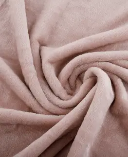 Deky TEMPO-KONDELA LUANG, plyšová deka s brmbolcami, púdrová ružová, 150x200 cm