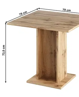 Jedálenské stoly Jedálenský stôl, dub wotan, 79x79 cm, EUGO