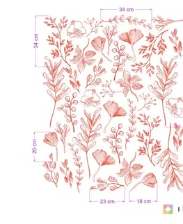 Nálepky na stenu Nálepka rastlín- prírodný vzor kvetov a listov v červenom prevedení