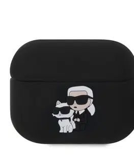 Slúchadlá Karl Lagerfeld 3D Logo NFT Karl and Choupette silikónový obal pre Apple AirPods Pro, čierny