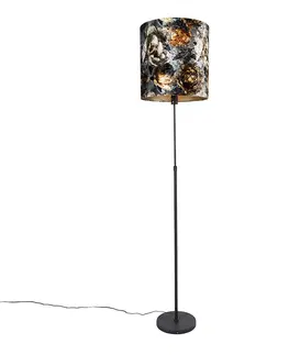 Stojace lampy Stojacia lampa čierny kvetinový vzor nastaviteľný 40 cm - Parte