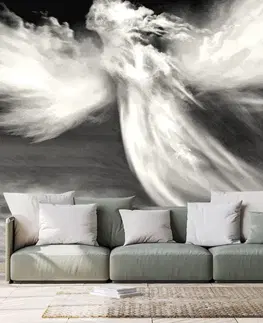 Samolepiace tapety Samolepiaca tapeta čiernobiela podoba anjela v oblakoch
