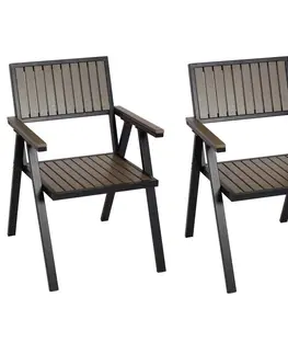 Záhradné kreslá a stoličky Záhradné stoličky 2 ks Čierna / sivá