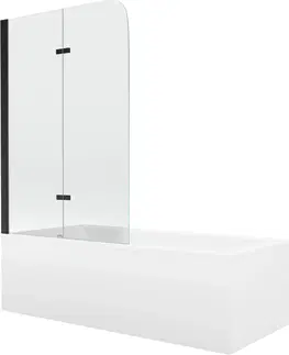 Sprchové dvere MEXEN/S - Cubik obdĺžniková vaňa 170 x 70 cm s panelom + vaňová zástena 80 cm, transparent, čierna 550317070X9008027000