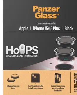 Puzdrá na mobilné telefóny PanzerGlass Ochranný kryt objektívu fotoaparátu Hoops pre Apple iPhone 15, 15 Plus, čierna 1138