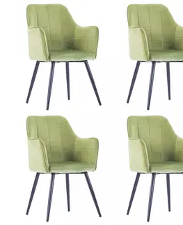 Jedálenské stoličky a kreslá Jedálenská stolička 4 ks zamat / oceľ Dekorhome Zelená