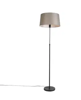Stojace lampy Stojacia lampa čierna s tienidlom z ľanového plátna nastaviteľné 45 cm - Parte