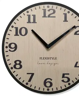 Hodiny Drevené nástenné hodiny Elegante Flex z227-1d2-1-x svetlohnedé, 30 cm