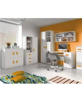 Detské izby KONDELA Svend detská izba biela / oranžová