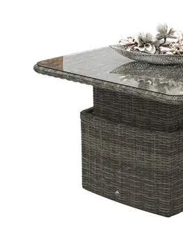 Stolčeky DEOKORK Ratanový stôl výsuvný jedálenský/odkladací 100 x 100 cm BORNEO LUXURY (sivá)