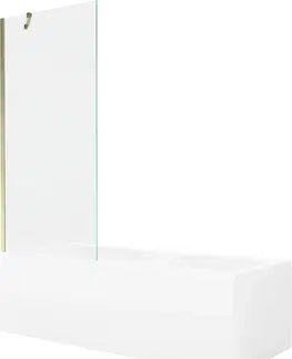 Sprchové dvere MEXEN/S - Cubik obdĺžniková vaňa 150 x 70 cm s panelom + vaňová zástena 80 cm, transparent, zlatá 550315070X9508000050